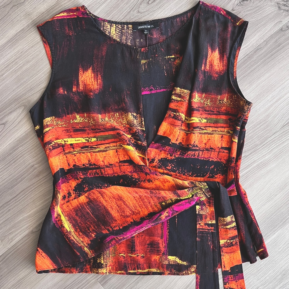 100% Silk Lafayette 148 New York sleeveless top, L